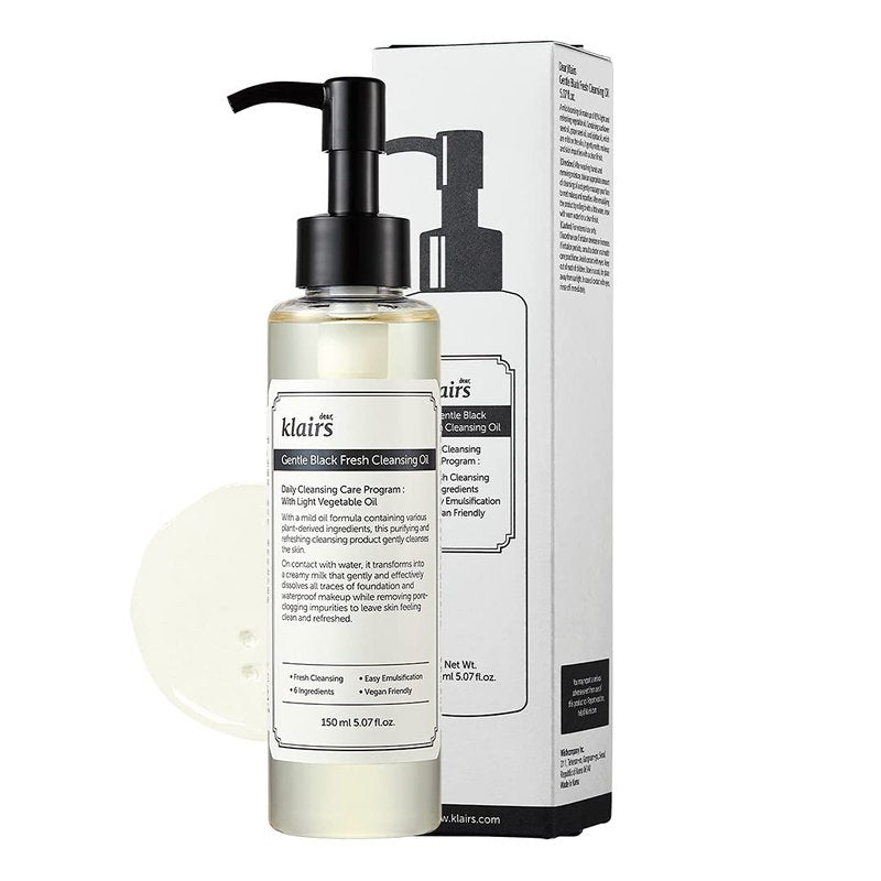 DearKlairs Cleansing Oil - Korean Makeup Remover with 6 Plant Oils | Vegan, Paraben-Free, 5.07 Fl Oz