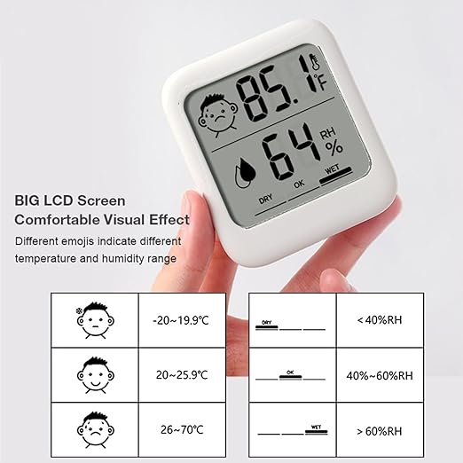 HATUSOKU Pack of 2 Digital Thermometer and Hygrometer with Comfort Face Display, Hygrometer, Stand, Magnet, Hanging, Simple, Infectious Disease Prevention, Heat Stroke Prevention