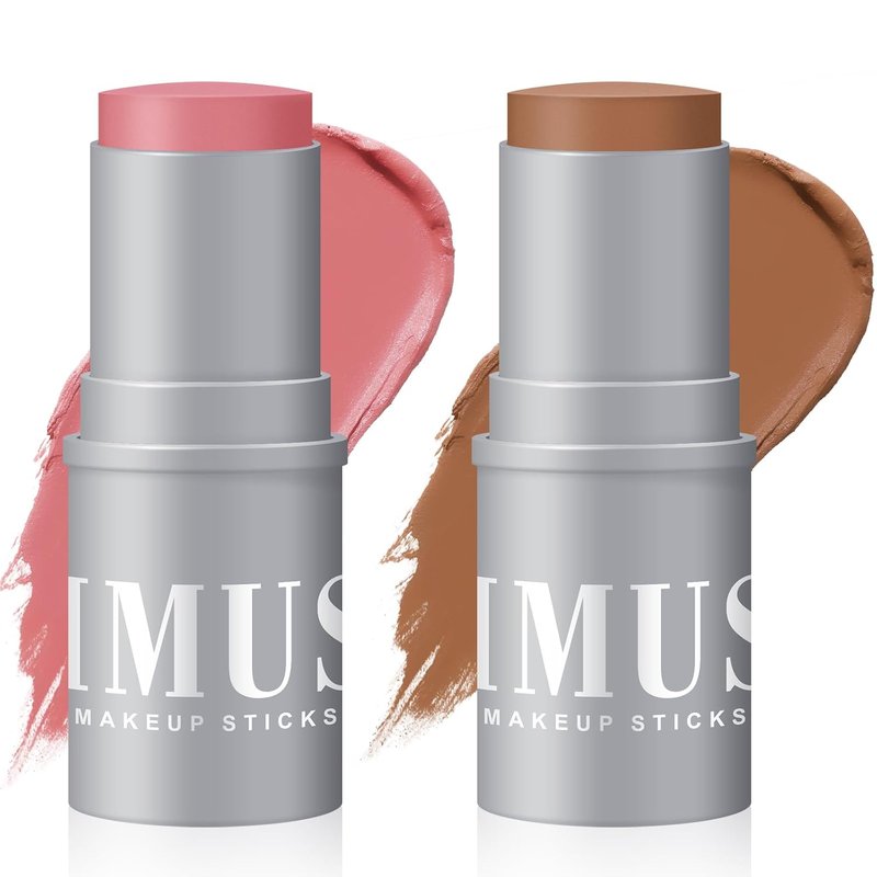KIMUSE Cream Contour Stick Duo - 2-in-1 Blush & Bronzer for All Skin Tones | Lightweight, Waterproof, Highly Pigmented