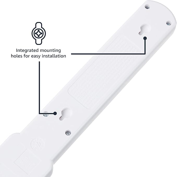 Amazon Basics Surge Protector Power Strip, 6-Outlet with 200J Protection, Circuit Breaker, LED Indicator, On/Off Switch, Wall-Mounting, 2ft Extension Cord, White, 2-Pack