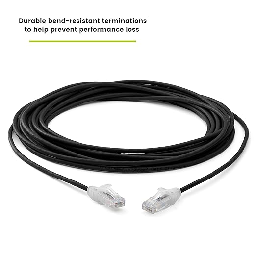 TRUECABLE Cat6 Component Rated Patch Cable, Unshielded (U/UTP), 25ft, Black, 28AWG Stranded Pure Copper, Snagless 10G High-Speed Ethernet Cable, PoE++ 4PPoE 100W, UL Listed, RoHS-3, 1 Pack