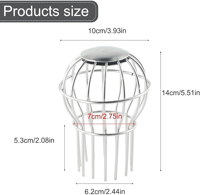 304 Stainless Steel Drain Filter Strainer, Anti-Blocking Round Downspout Mesh Cover for Roof Gutter Cleaning Tool(75MM)