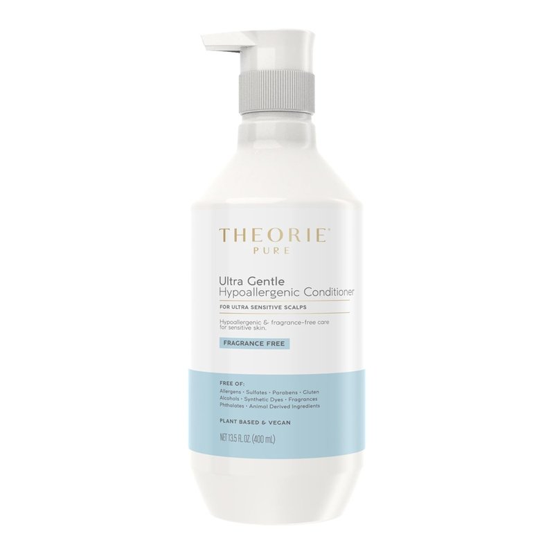 Theorie Pure Ultra Gentle Hypoallergenic Conditioner - Vegan, Plant-Based Formula for Itchy Skin | Fragrance-Free, 400mL Pump Bottle