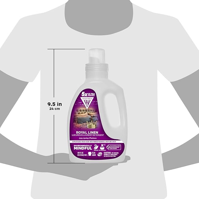 Hiketron Royal Linen Liquid Laundry Detergent, 5x Ultra Concentrated, Tough Stains Remover, Long Lasting Scent (40 Fl Oz, Pack of 1)