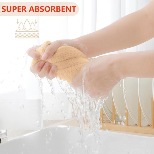 Homaxy 100% Cotton Waffle Weave Dish Cloths - Ultra Soft & Absorbent Quick Drying Towels | 12 x 12 Inches, 8-Pack, Apricot