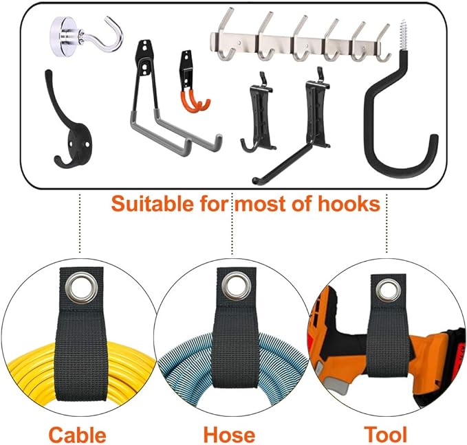 ZTSXLLIM Heavy-Duty Storage Straps (Assorted 10 Pack) - Extension Cord Storage, Organizer, Cord Wrap Keeper, Cable Straps for Tools, Hoses, Rope, RV, Workshop and Garage Wall Storage and Organization