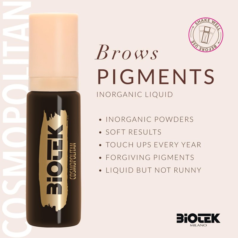 Brows Pigment for Professional Permanent Make Up - Inorganic Liquid - Extra Dark Brown Color- Made in Italy Cosmopolitan, 0.50 Fl Oz (Pack of 1))