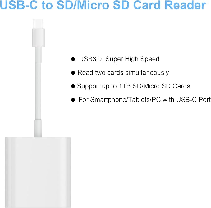 TIANSONG USB C SD Card Reader for iPhone 15/Mac/iPad, USB 3.0 Type C to SD/Micro SD Card Adapter Dual Slots Read and Write Simultaneously Memory Card Reader Compatible with MacBook Pro/Air Android