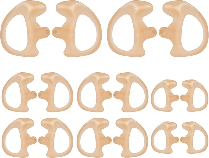POFENAL Silicone Replacement Earmold for Motorola/Baofeng/Retavis Radios - Police Walkie Talkie & Law Enforcement Soft Earpiece Inserts (8 Pair, Flesh - 2L/4M/2S)