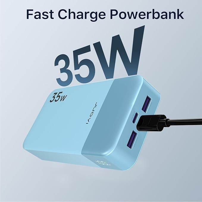 JUOVI J2651 Portable Charger, 35W 20000mAh USB C in & Out Power Bank, Battery Pack with QC4.0+PD3.0 35W High-Speed Charging for Bluetooth Earbud, Mobile Phone, Tablet (Blue)