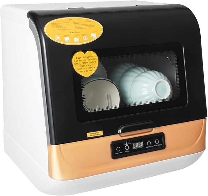 Countertop Portable Dishwasher 800W Automatic Compact Dishwashing Machine 110V Mini Dishwasher Countertop Machine with 3 Washing Mode for 12-20 Tableware