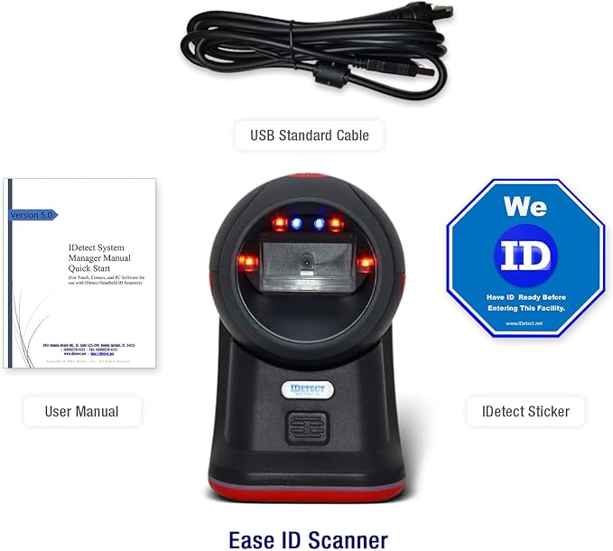IDetect ID Scanner - Age Verification for Bars and Clubs - Drivers License Reader and Identification Card Scanner for Computers, Tablets, & POS - Stops Unwanted IDs (No Photo)