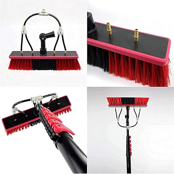 Multi-Purpose Water Spray Brush Telespole Kit Extendable Cleaner Conservatory Roof Cleaning Tools Window Cleaning Brush Equipment for Trucks,3.6M/12Ft/3.6M/12Ft,