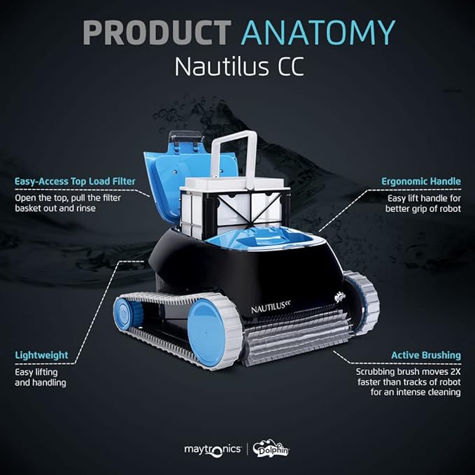 Dolphin Nautilus CC Automatic Robotic Pool Vacuum Cleaner Includes Ultra-Fine Filters for an Ultimate Clean, Ideal for In-Ground Pools up to 33 FT in Length