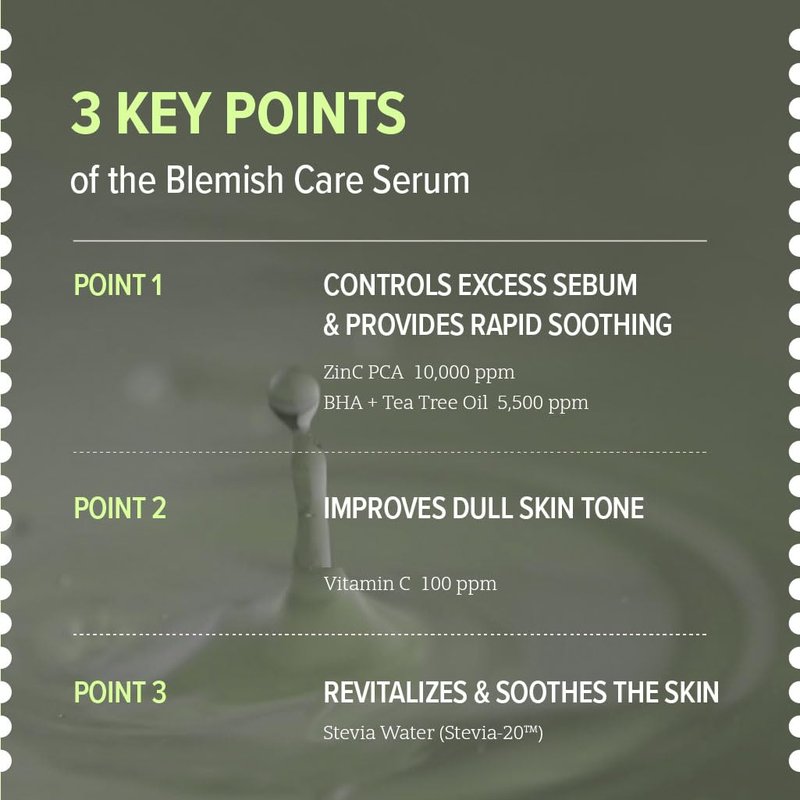 O'LABS Blemish Care Serum 30ml / 1.01 fl.oz Lightweight Facial Serum Vitamin C Stevia Water Base