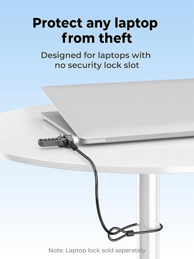 Multplx Laptop Lock Adapter for Security Lock | Adds Security Slot To Any Laptop inc MacBook | Use With Standard T-Shaped Bar Cable Locks | No Adhesive Needed