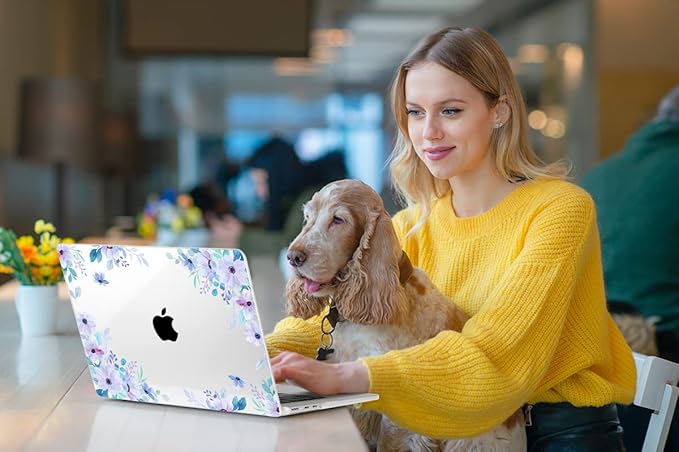 MEEgoodo Case for M5/M4/M3/M2 MacBook Air 13 inch 2026 2025 2024 2022, Fit Model A3449/A3240/A3113/A2681, Case Compatible with MacBook Air 13.6-inch, Soft Purple Floral