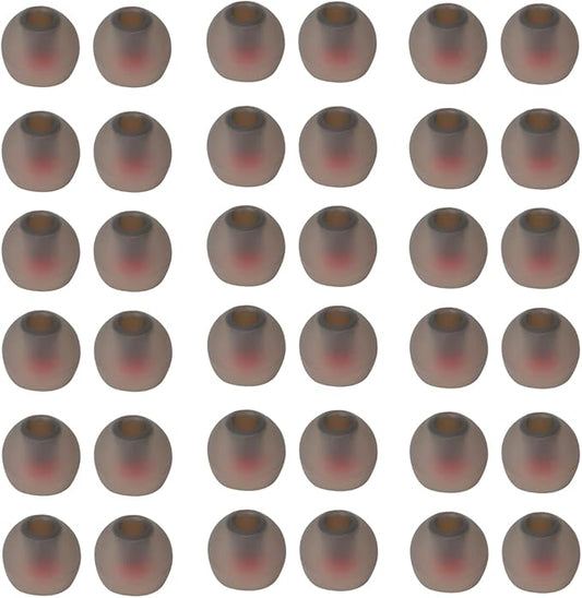 CYADCI 36 Pieces Large Earbud Tips Soft and Comfortable Ear Bud Replacement Pieces Silicone Fit Most in-Ear Headphones，Inner Hole 3.8mm -5.5mm，Black and Red Replacement Earbuds Silicone Tips