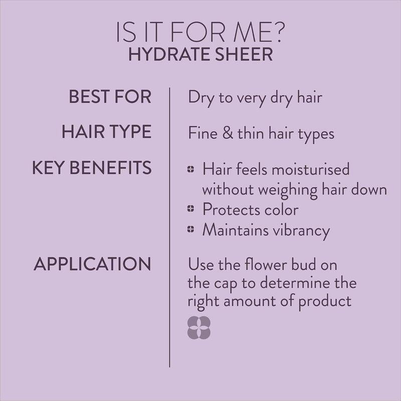 Pureology Hydrate Sheer Shampoo - Lightweight Hydrating Formula for Fine, Dry Color-Treated Hair | Silicone-Free & Vegan