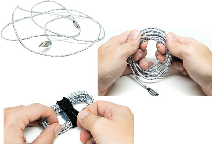 Heaviest Cable Organizer on the Market! Compact and Weighted Desktop Cord Holder and Cable Organizer, Eco-Friendly Silicone, No Bad Smell, Bundled with 4 Reusable Cable Ties! (Black)