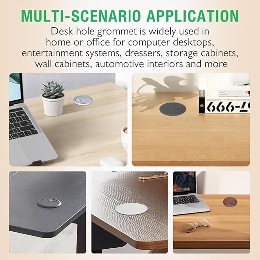 EASYEAH 5 Pcs Desk Grommet 2-1/16" / 53 mm, Desk Cord Hole Cover, Cable Grommet ABS Plastic, Desk Hole Grommet for Home & Office Pc, Detachable Adjustable Cable Cord Organizer-Reddish Brown