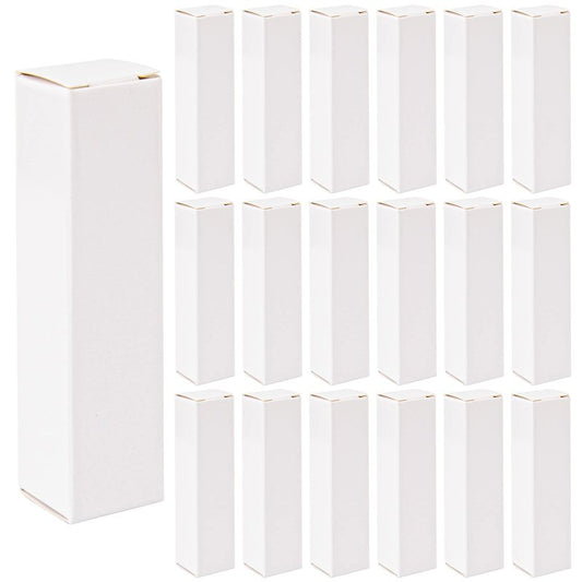 AUEAR, 50 Pack White Kraft Paper Lipstick Boxes Empty Lip Gross Box 3.35"x0.79"x0.79" Rectangle Balm Perfume Essence Oil Packaging Cases for DIY Gloss Gift