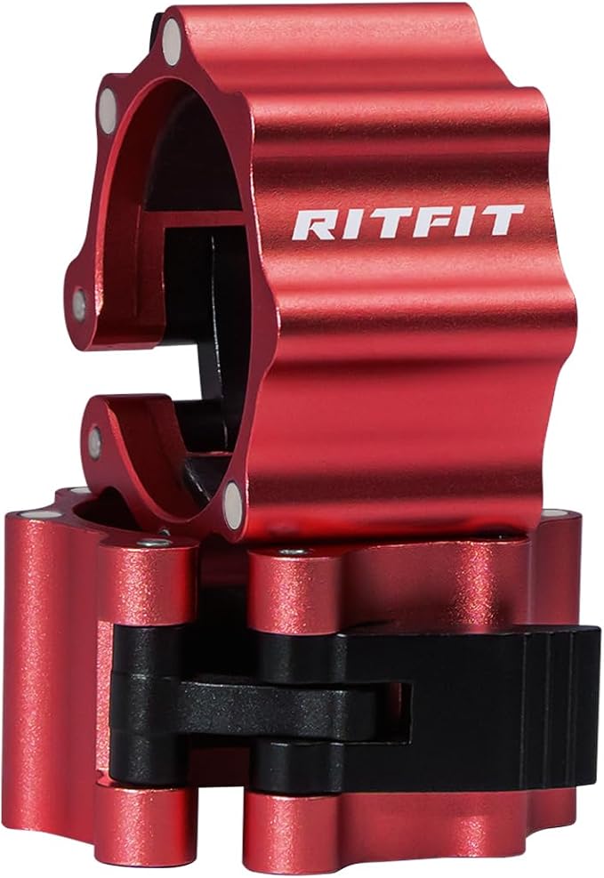 RitFit 2-Inch Magnetic Barbell Collars Locking Clamps - Heavy Duty Aluminum Alloy, Quick Release with Non-Slip TPR Pads for Olympic Weightlifting Powerlifting Training (Pair)，Red