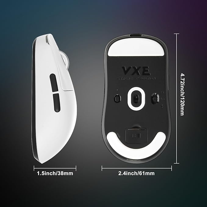 MIKIBY R1 SE+ Wireless Gaming Mouse, 18000 DPI,PAW3395 SE Sensor,55g Lightweight,Tri-Mode 2.4G/BT5.0/USB-C Mouse, Programmable Ergonomic Mice Suitable for Laptops/PC/Mac (White)