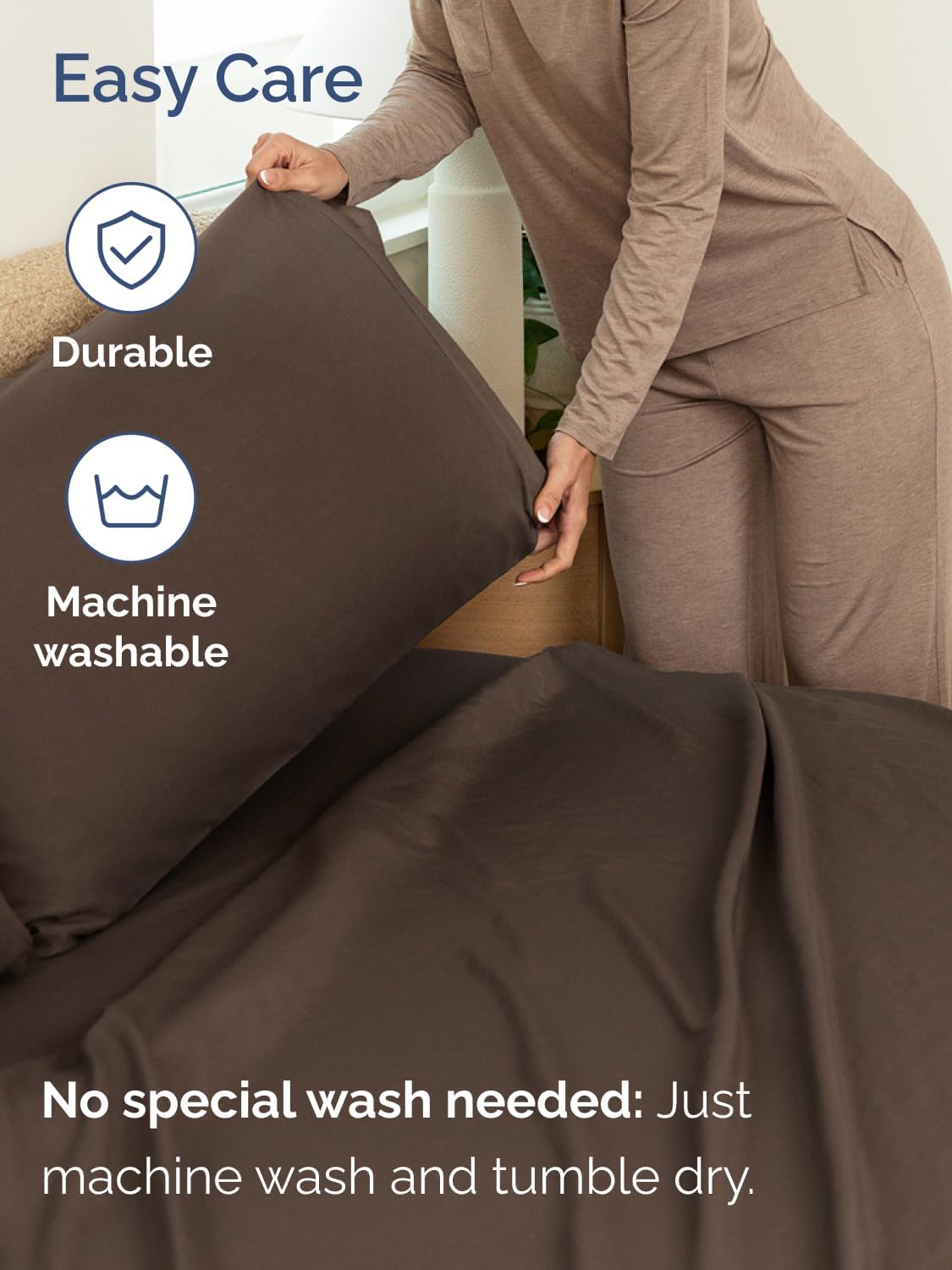 Skiennix Extra Deep Twin Sheet Set - 4-Piece Cooling Bedding - Soft, Wrinkle-Free Comfort - Brown