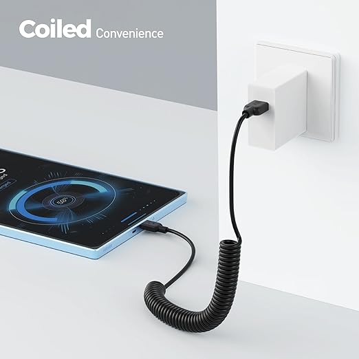 Cable Matters 2-Pack Coiled Micro USB Cable (Coiled Micro USB to USB2.0) 2-4 Feet