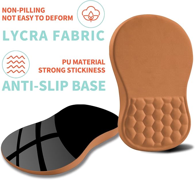 Kuosgm Ergonomic Mouse Pad Wrist Support with Memory Foam Massage Bulge, Carpal Tunnel Pain Relief Mousepad Wrist Rest for Mouse(12x8 inch, Sandy Brown)