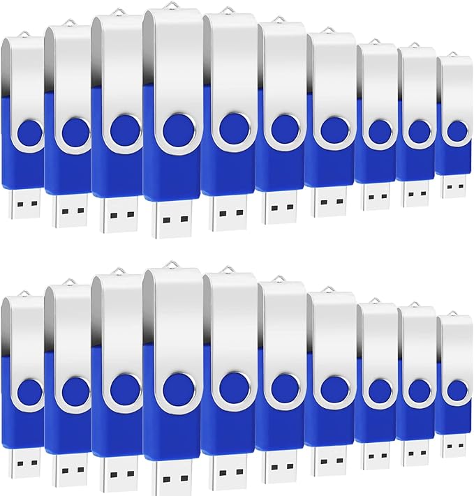 256MB Bulk Flash Drive 100 Pack EASTBULL FAT32 USB 2.0 Drive Pack (Blue)