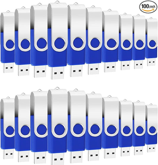 100-Pack of 4GB USB Flash Drive Bulk EASTBULL FAT32 Thumb Drive Pack (Blue)