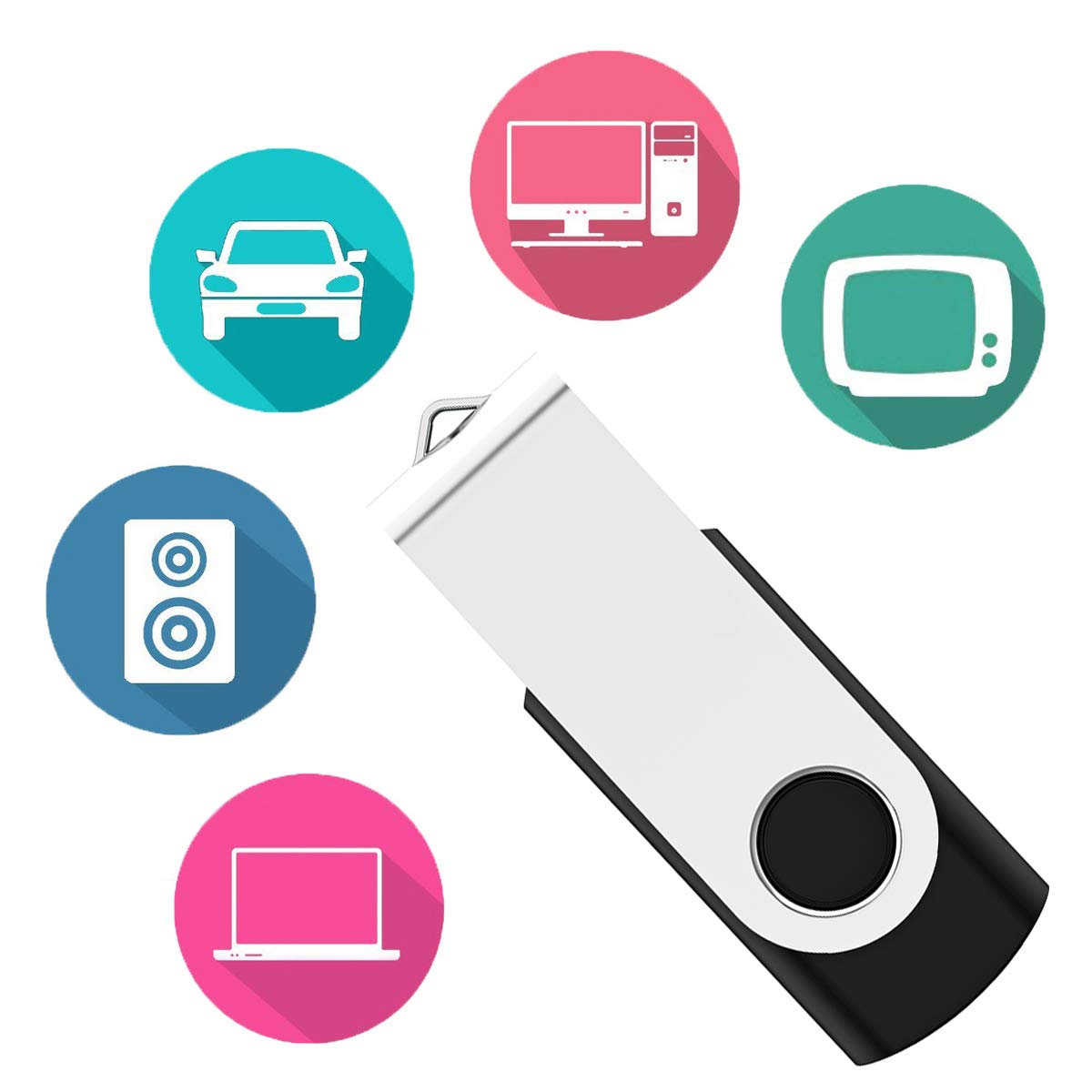 USB Flash Drive 512MB 20 Pack, Bulk USB 2.0 Thumb Drives Swivel Memory Stick Jump Drive Pen Drive,512MB 20 Pieces