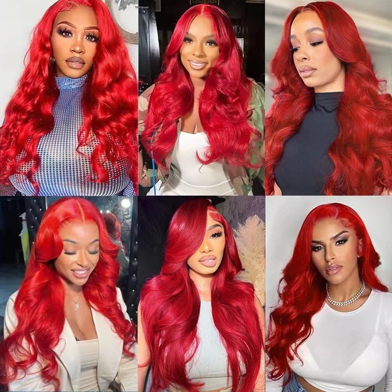Red Body Wave Human Hair Extensions - 16, 18, 20 Inch Bundles | Unprocessed Brazilian Virgin Hair, 50g Each