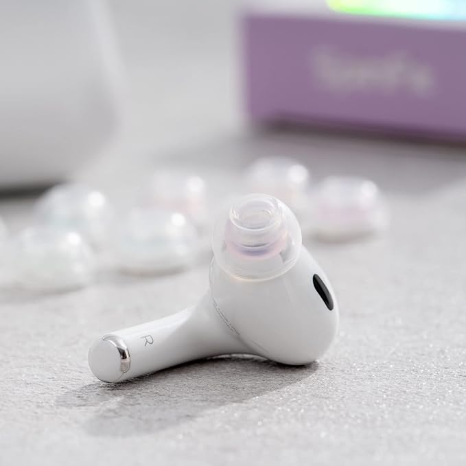 SpinFit SuperFine for AirPods Pro Gen 1 & 2 - S - Medical Grade Silicone Patented Replacement Ear Tips and Adapters for Supreme Comfort (one Pair)(Ear Tips Installed)