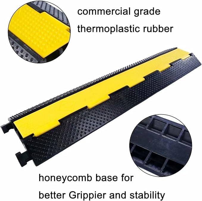 YONSHENG Rubber Cable Ramp Cord Cover Cable Protector Ramps Wire Hose Protective 2 Channel 22000Lbs Load Capacity Traffic Speed Bump for Asphalt Concrete Gravel Driveway Indoor Outdoor, 3 Pack