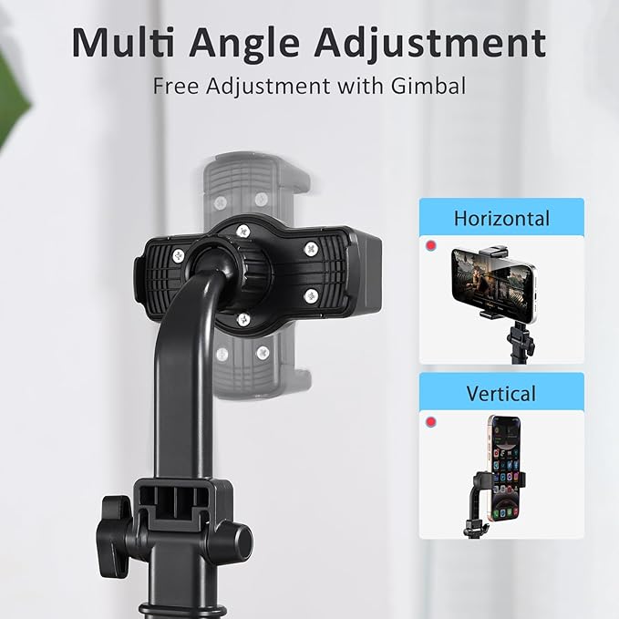 nediea Phone Stand for Desk, Height Adjustable Cell Phone Holder for iPhone, 360 Degree Rotatable Office Phone Stand for Video Recording,Live Streaming,Compatible with All 4.7-7in Smartphones (T13-2)