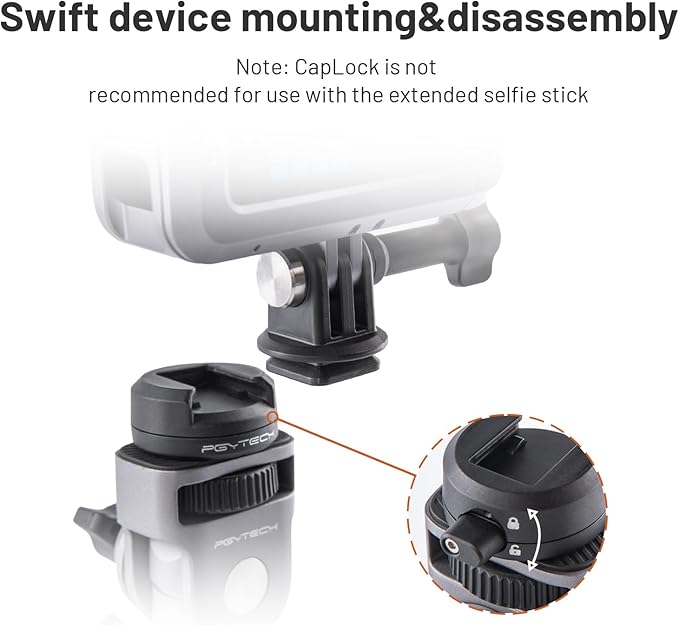 PGYTECH CapLock Super Clamp Mount, Aluminum Alloy Bracket, Crab Heavy Duty Clamp with 1/4" Screw for Gopro 13/12, DJI Osmo 360/Action 6/5 Pro/Pocket 4/3/Xtra Muse, Insta360 Ace Pro2/X5, Action Camera