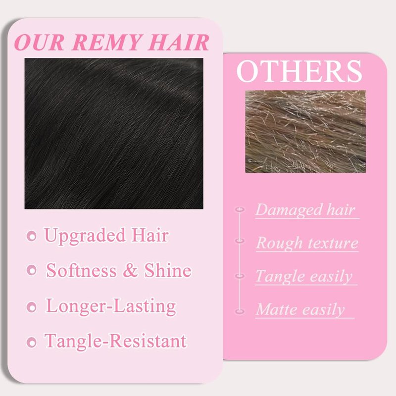 Clip In Hair Extensions - 18 Inch Invisible Seamless Real Human Hair | 1B Natural Black, 95g Double Weft