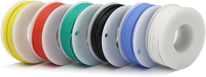 CBAZY 22 Gauge Flexible Silicone Wire Hook up (Stranded Wire Kit) Electric Wire 6 Colors 19.6 feet Each 22 AWG