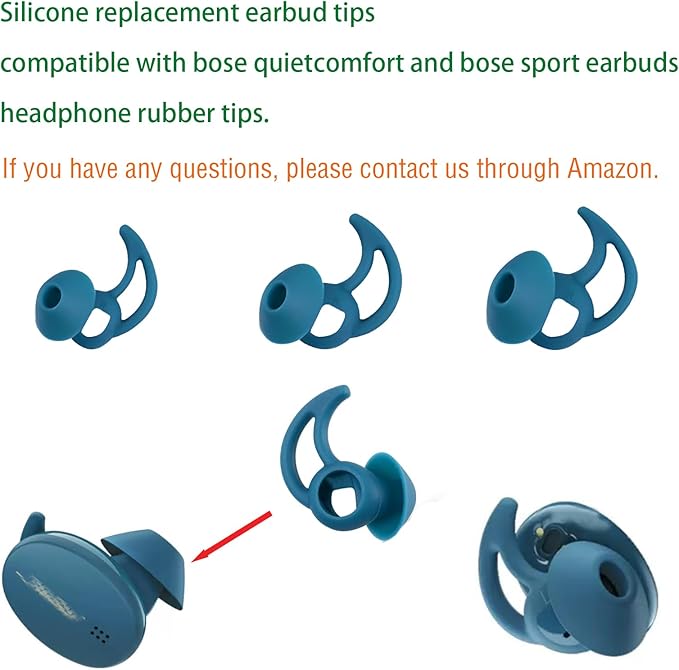 WKYMY Ear Bud Pads Replacement Ear Tips Silicone Earbud Tips Compatible with Bose Quietcomfort and Sport Headphone Rubber Tips Earbud Covers Eartips 3 Pairs S M L Blue