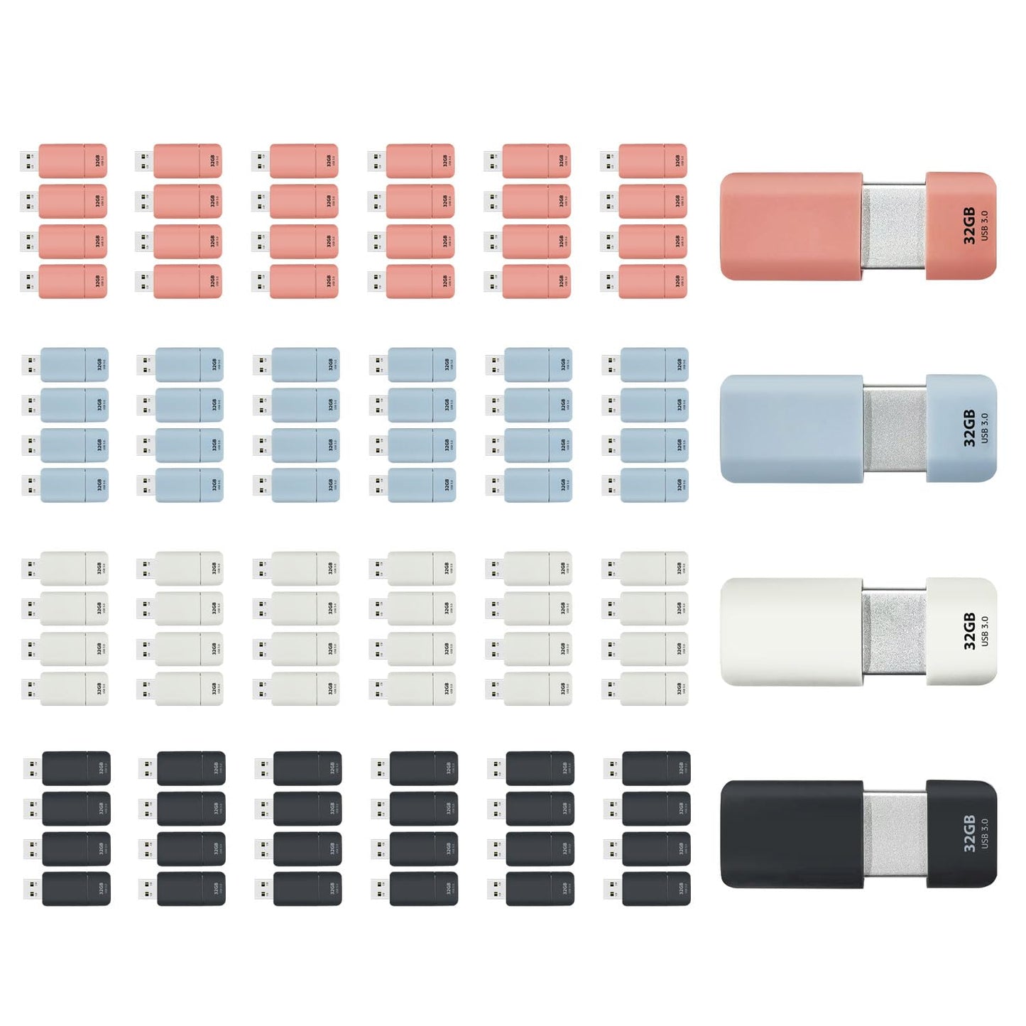 GIGASTONE 32GB Flash Drive (100 Pack) Z60NB USB 3.2 Gen 1, Ultra Fast, Retractable Capless Slider Design, Data Storage, Backup for PC/Mac/TV/Car Audio, USB 2.0/3.0/3.1 Compatible (Random Color)