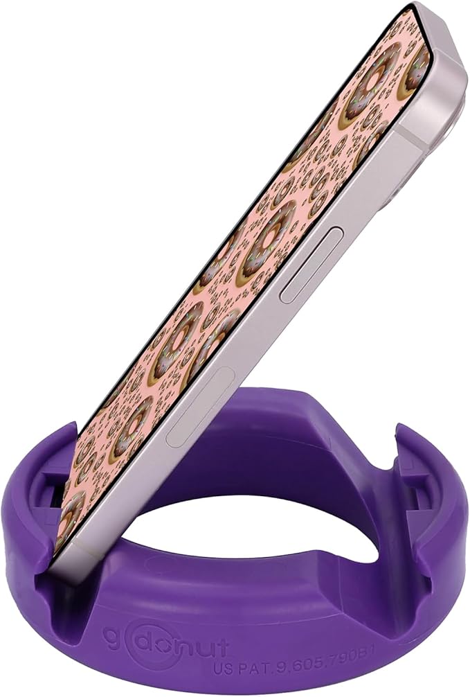 GoDonut Original – Smartphone and Tablet Stand – Compatible with Devices UP to 0.5" Thick Including Protective Cases - for use at Work, at Home, Travel and on-the-go - Purple
