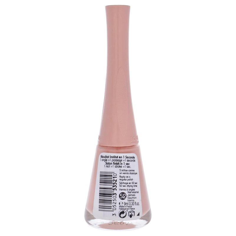 Bourjois 1 Seconde Nail Polish - #52 Jamais Saumon | Quick-Dry Formula, 0.3 oz
