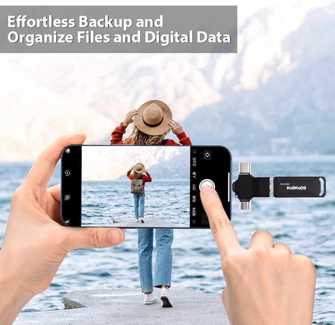 Auto Backup Photo Stick for iPhone, iPad, Android, PC, Tablets, 512GB Real Capacity iPhone USB Flash Drive & Backup Storage Memory Stick for Photos, Videos & Contacts, 4-in-1 Thumb Drive