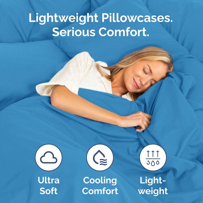 Standard Pillow Cases Set of 2 - Soft Hotel Quality Pillowcase Covers - Comfy & Wrinkle Free - Stain and Fade Resistant - Machine Washable Pillow Protectors - 2 Piece Set - Standard Size Denim Blue