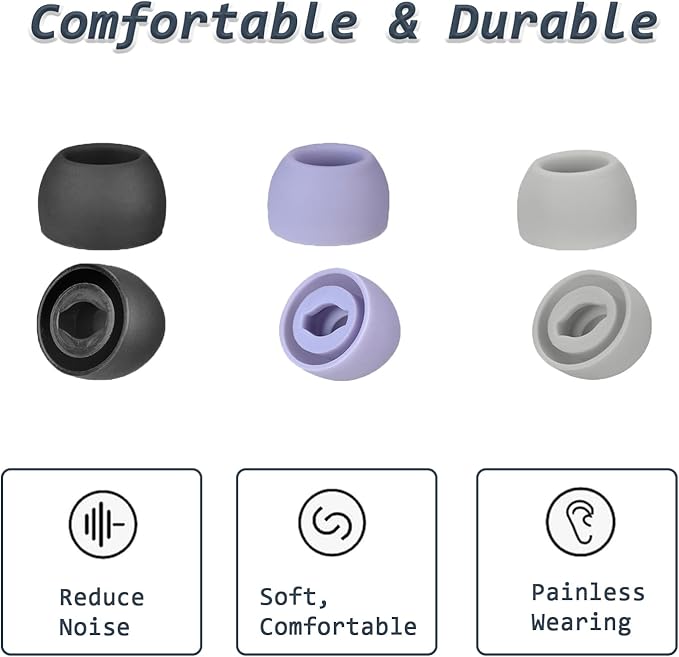 6 Pairs Replacement Eartips for Samsung Galaxy Buds Pro Headphones, Silicone Tips Earbuds Eartips Set, L/M/S Earplug Replacement Accessories (Purple, Without Pen)