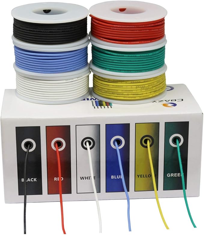 CBAZY Hook up Wire Kit (Stranded Wire Kit) 30 Gauge Flexible Silicone Rubber Electric Wire 6 Colors 32.8 feet Each 30 AWG