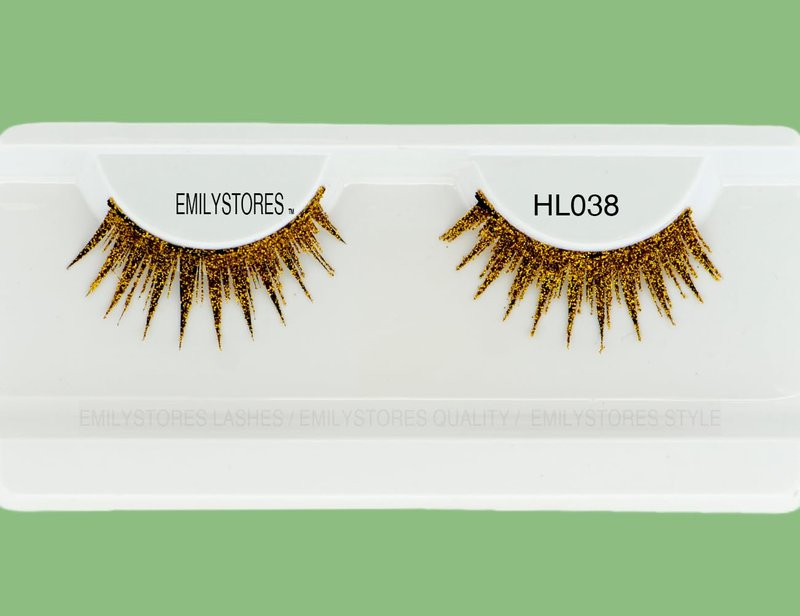 EMILYSTORES Gold Halloween Lashes for Women Cosplay Fancy Ball Costume Faux Eyelashes 1 Pair, Gold Color